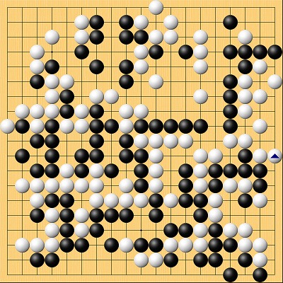 ネット囲碁オープン終局図　黒：彦坂直人九段　白：王立誠九段