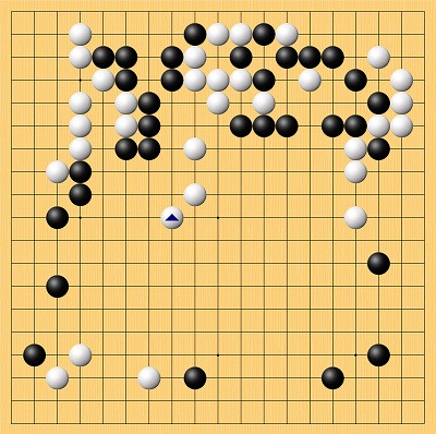 本因坊戦第1局　封じ手の場面