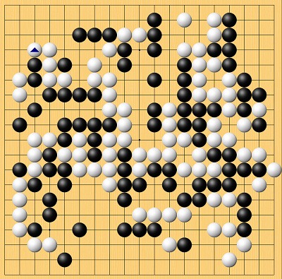 ネット囲碁オープン終局図　黒：蘇耀国八段　白：羽根直樹九段