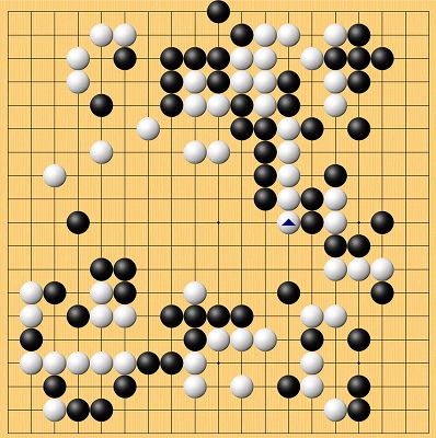 【ネット囲碁オープン終局図　黒：金秀俊八段　白：首藤瞬七段　黒時間切れ・白勝ち】 
